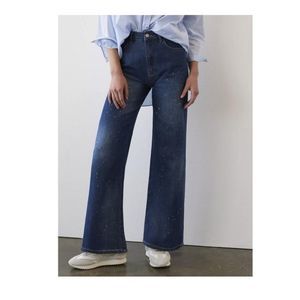 Pilcro and the Letterpress Blue Wide-Leg Jeans